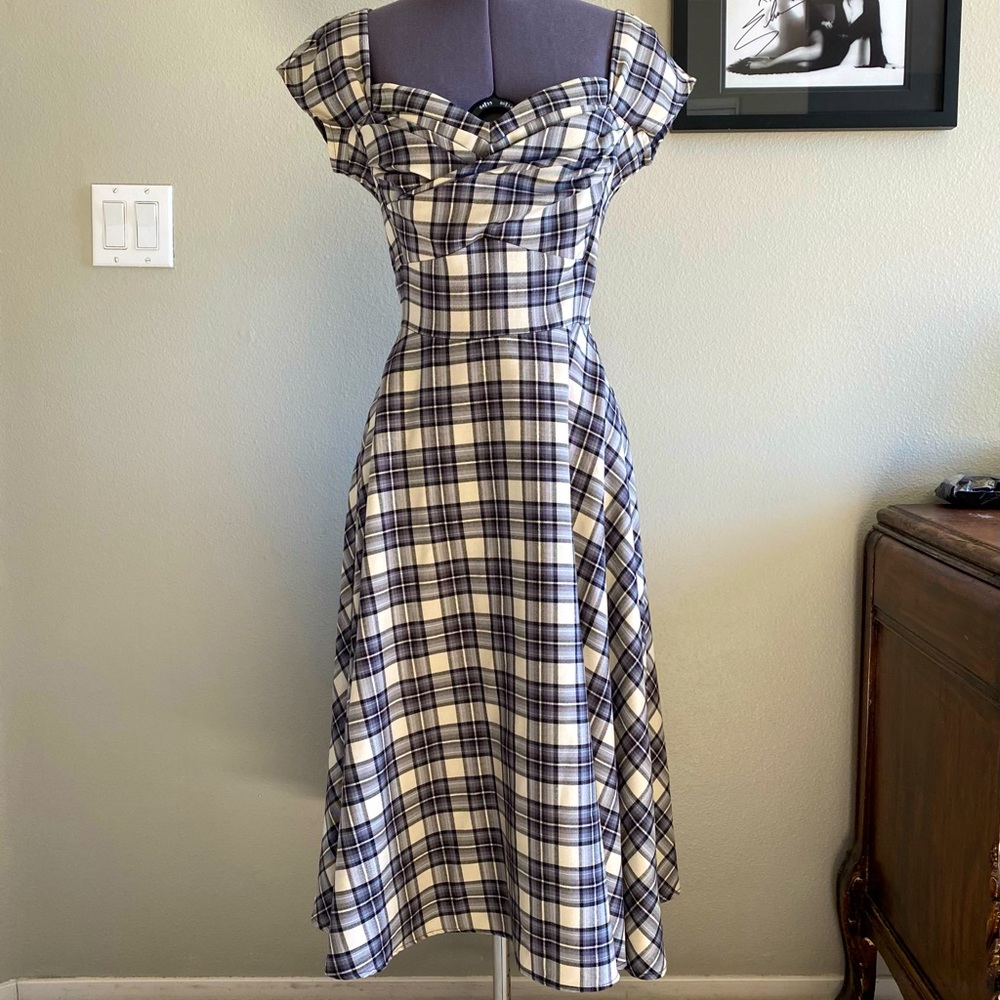 Stop staring madstyle plaid vintage pinup dress